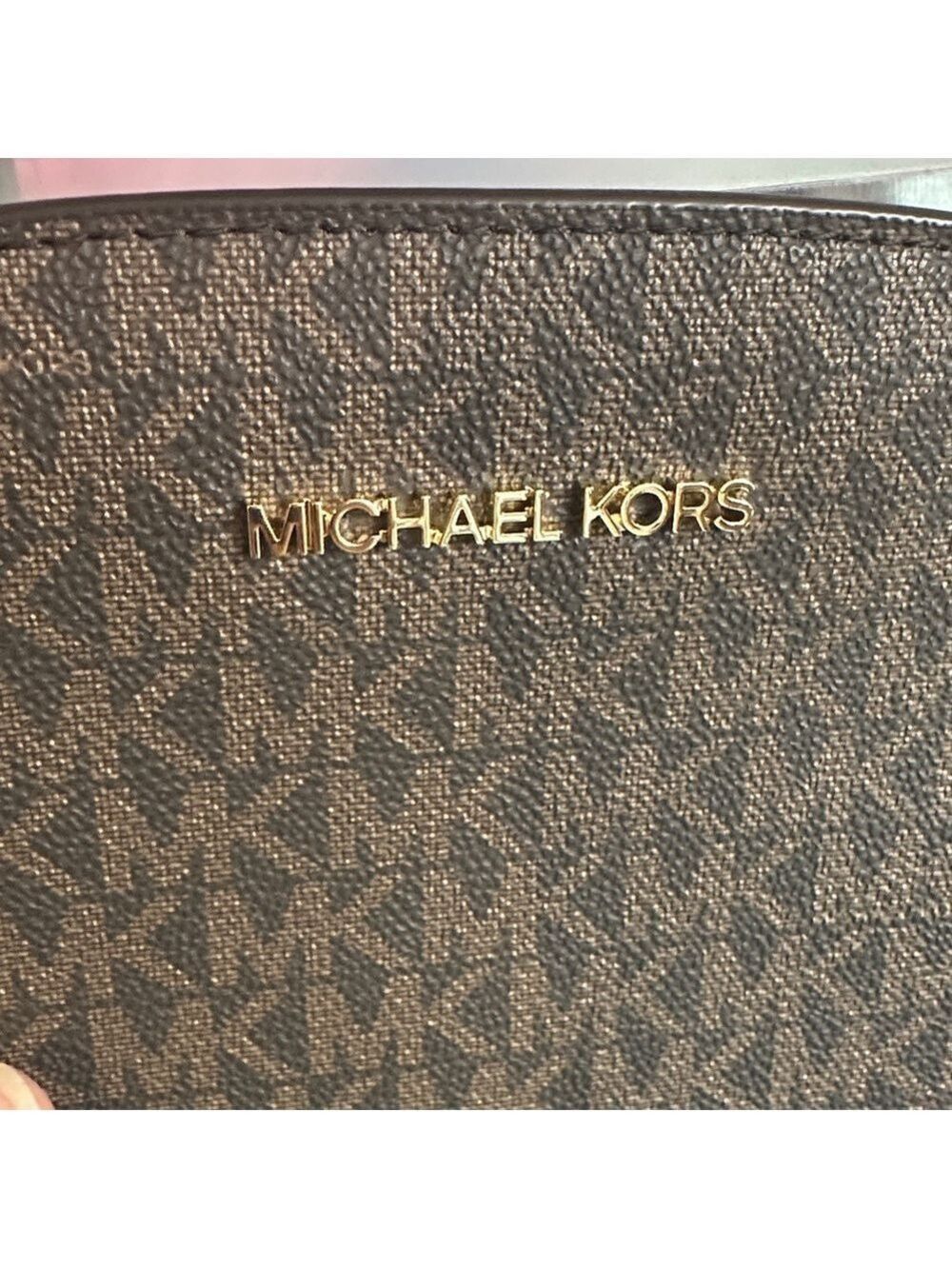 Michael Kors Brown Logo Crossbody Bag Jet Set Travel - Picture 11 of 16